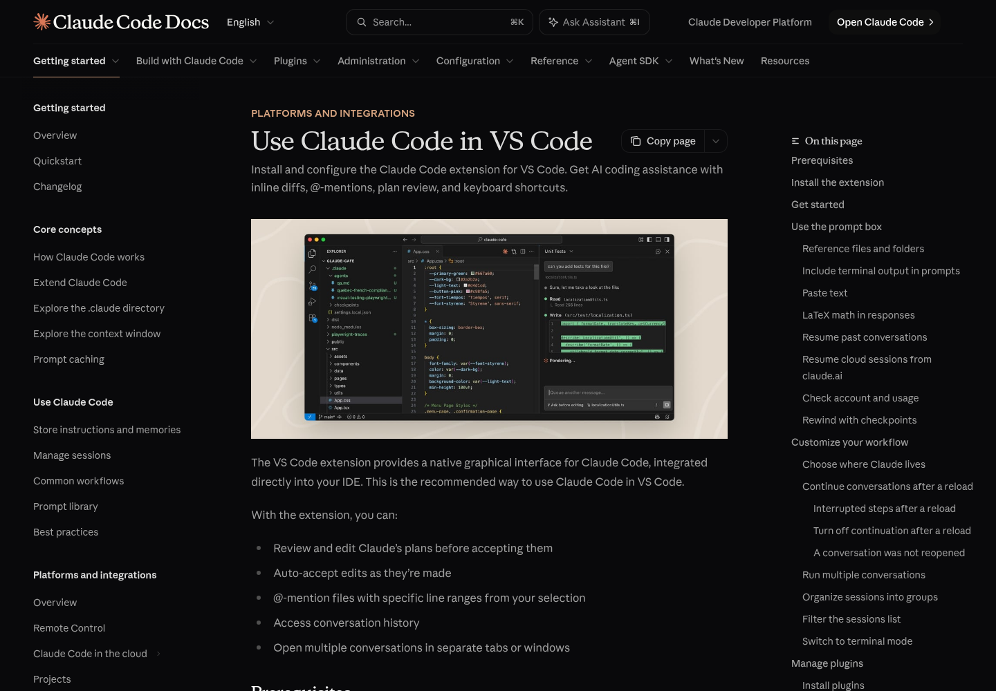 Claude Code Docs page titled Use Claude Code in VS Code on code.claude.com